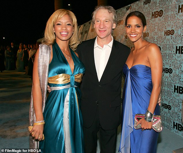 Karrine pictured with Bill Maher and Halle Berry at the 57th Annual Primetime Emmy Awards in 2005