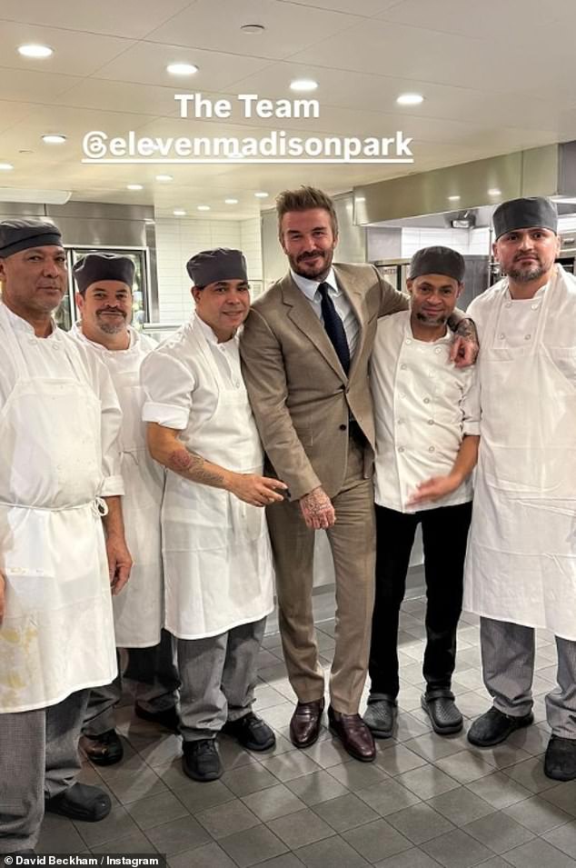 The famous couple headed to Eleven Madison Park restaurant in the heart of New York City for the festive date, where he shared a photo with the kitchen team