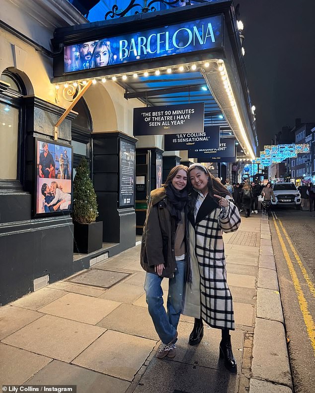 The Emily In Paris stars couldn't contain their smiles as they posed for a sweet Instagram photo outside the Duke of York's Theater in London