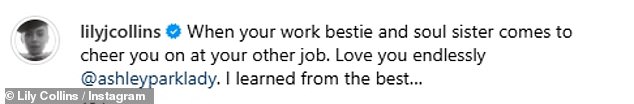 She wrote, “When your work friend and your soul sister come and cheer you on at your other job. I love you endlessly @ashleyparklady. I learned from the best¿'