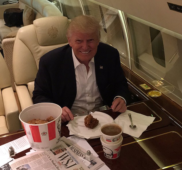 Trump poses with KFC in a photo he posted on Twitter before he was elected president for the first time