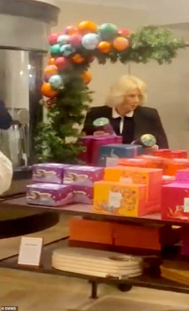 Shoppers were shocked as Camilla rifled through the cans of festive tea