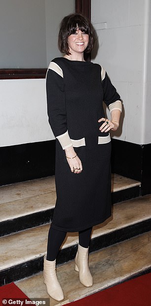 Dawn O'Porter opted for a black midi dress with long sleeves