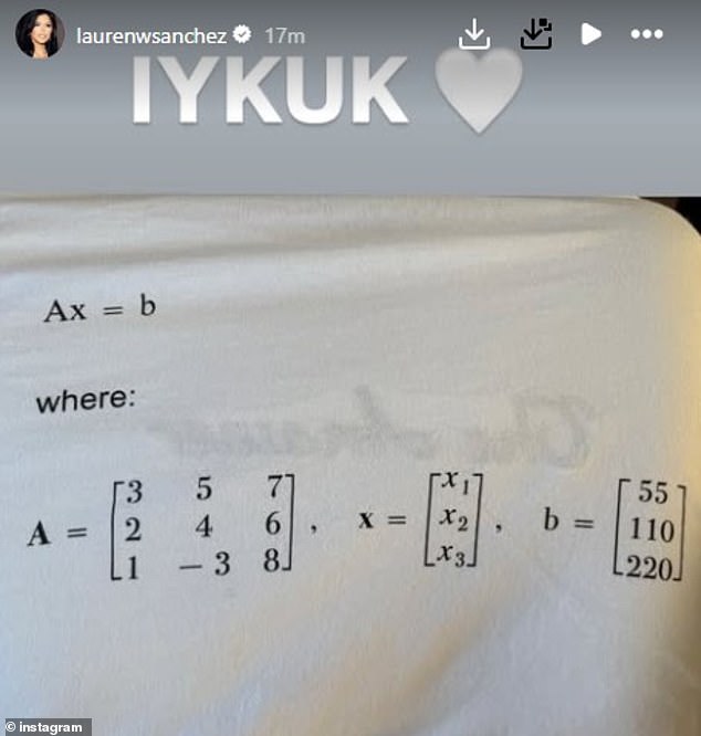 She also shared an image of a math equation, with the caption: 