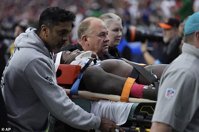 It's the latest blow for the Dolphins after receiver Grant DuBose was carted off Sunday