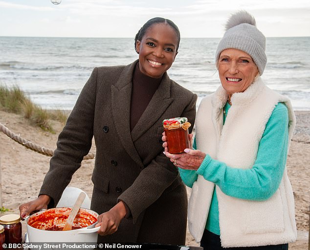 The professional dancer, 34, will appear on Dame Mary Berry's festive special, Mary Makes Christmas, where the legendary chef, 89, will teach her to make Christmas treats (pictured)