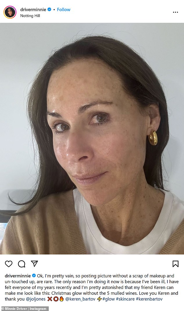 Her latest cheeky post comes less than three weeks after the 54-year-old actress shared a makeup-free selfie on her Instagram page and praised beautician Keren Bartov