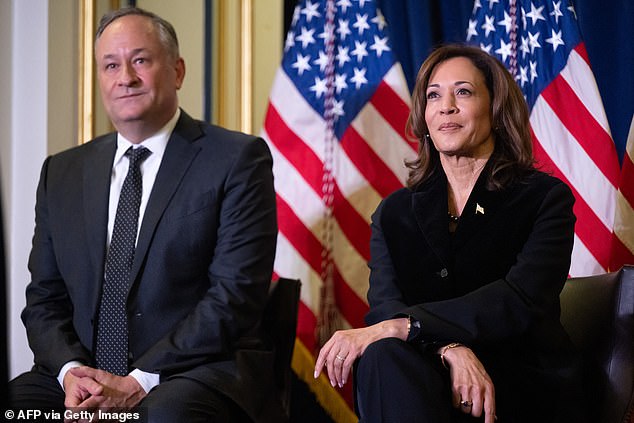 Some officials told the Daily Mail that Biden sincerely believed Kamala Harris (pictured with husband Doug Emhoff) could beat Donald Trump and is struggling to understand how she botched the race — and $1 billion in campaign contributions — so spectacularly.