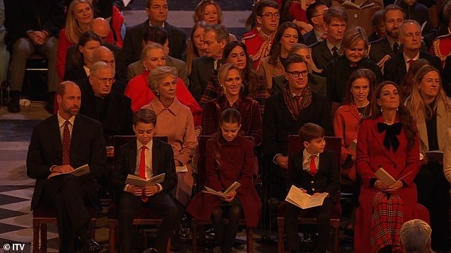 The new clip offers the first glimpse of the royal family during the Christmas carol concert, which will be broadcast on Christmas Eve