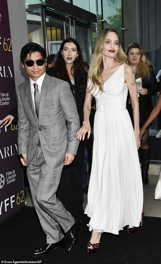 Pax Jolie-Pitt and Angelina Jolie attend the "Mary" premieres at the 62nd New York Film Festival at Alice Tully Hall on Sunday, September 29, 2024