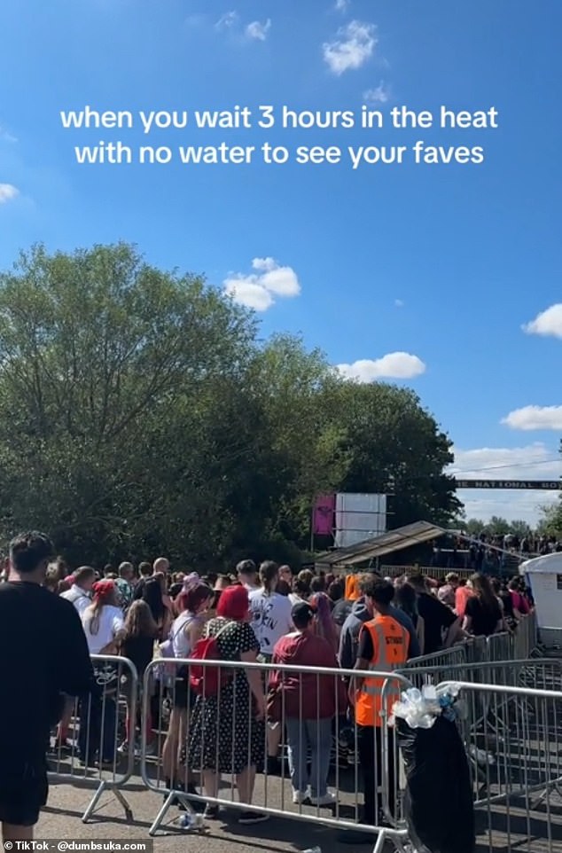 After the event on the day, fans shared their 'horrific' experiences on social media, describing four-hour queues with no water outside (pictured)