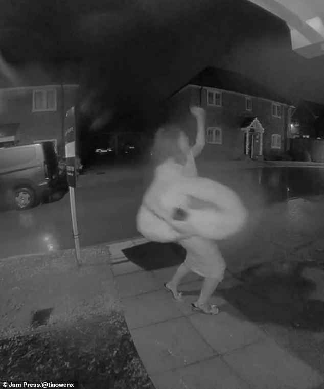 Tia Owen, pictured, was filmed on her doorbell camera as she danced after the festive night out with her colleagues