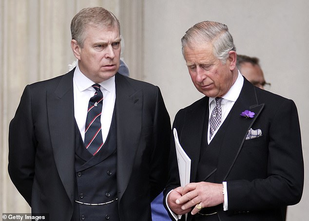 The Duke of York and King Charles together during the Queen's belated Diamond Jubilee ceremony at St Paul's Cathedral in London