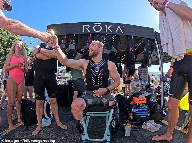 While he recently broke the world record for a double amputee at the Ironman World Championships in Hawaii - the world's toughest endurance event (pictured)