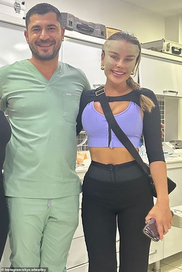 Surgery enthusiast Skye Wheatley (pictured here after fox eyelift surgery in Turkey) is one of the few Australian socialites who will admit they've had a mini facelift - the surgery du jour