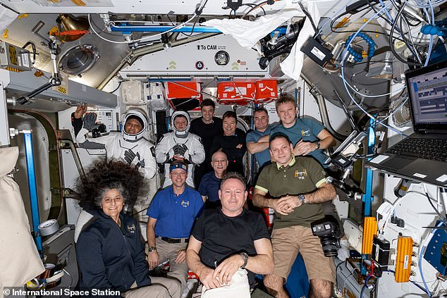 Six months later, Williams and Wilmore are now working as part of the ISS crew as they await rescue. A SpaceX Dragon spacecraft arrived in September with two spare seats for the couple to return to, but they won't be able to leave until a relief crew arrives in late March