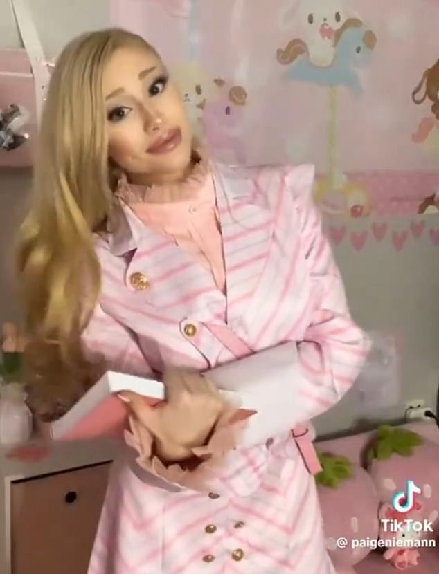 Paige dressed up as Ariana's Wicked character Glinda in a recent video shared to TikTok