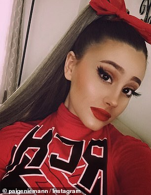 Doppelganger: California native Paige, left, used Ariana's Bring It On costume, right, as inspiration for a 2020 look