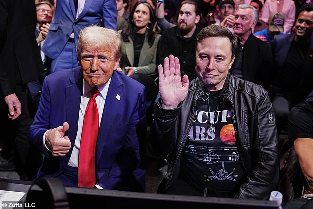 President-elect Donald Trump and Elon Musk pose for a photo during the UFC 309 event at Madison Square Garden on November 16, 2024 in New York City. The two hated Johnson's original spending plan, so they made him change it