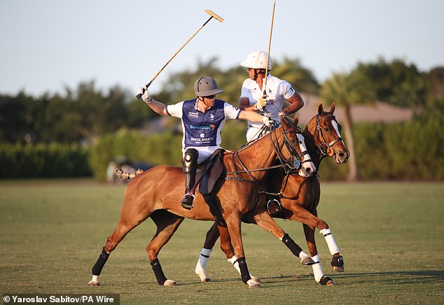 Prince Harry plays polo at the event in Florida in April 2024