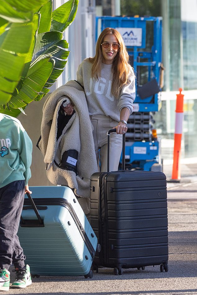 The family members all drove into the international terminal with large, hard suitcases