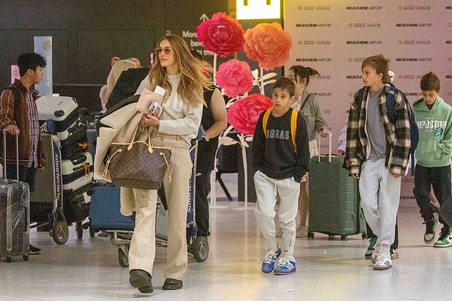 Flying Qantas, the family was treated to the first-class lounge at the airport ahead of their first-class journey