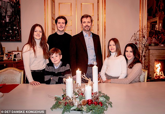 King Frederik and Queen Mary with their four children – Prince Christian, Princess Isabella, Prince Vincent and Princess Josephine – in 2021