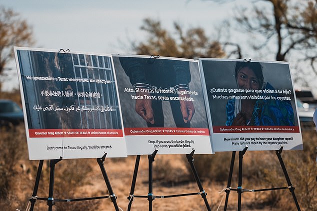 One such sign (photo right) asks illegal migrants a shocking question in multiple languages: 