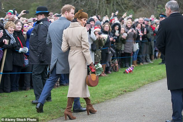 Harry and Meghan joined the royal family for the customary walk to St. Mary Magdalene Church in Sandringham