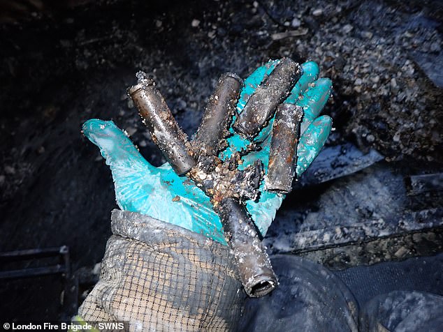 The aftermath of a fire caused after an e-bike battery exploded in Catford, South East London