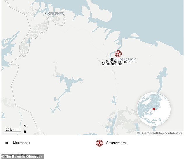 Severomorsk in Russia is located almost 1,900 kilometers north of Russia's border with Ukraine