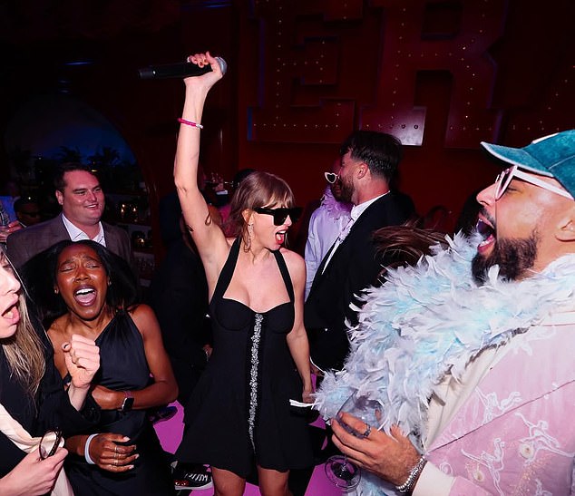 Kelce made sure every possible detail was present at the bash, from friendship bracelets and a light-up concert to green velvet capes available for guests to don and dance in, like the one she performed in during her Evermore-era set.