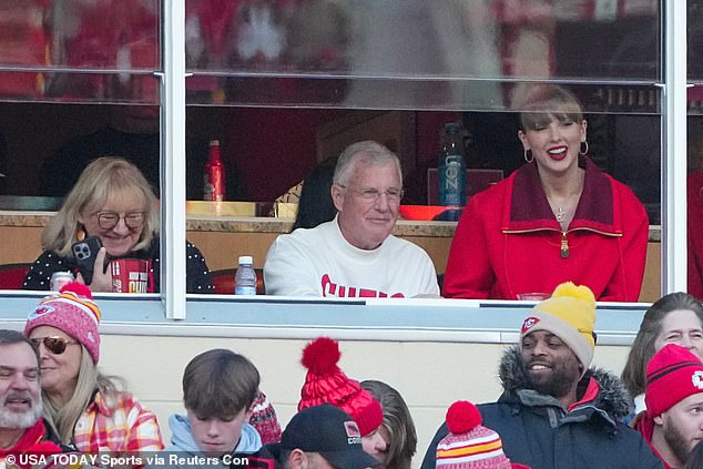 Scott Swift (center) walked into the VIP tent just as the NFL announcer 'dropped him like it's hot'