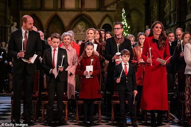 Prince William, George, Charlotte, Louis and Kate at the 'Together At Christmas' Carol Service at Westminster Abbey on December 6, 2024 - the last time the family was seen