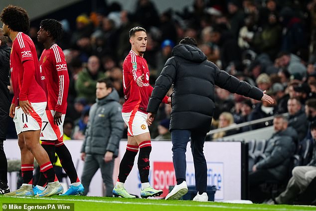 Antony made a rare start for United against Tottenham but struggled to influence the match