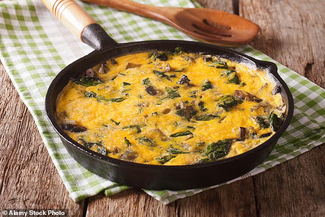 Try eating an omelet with mushrooms, as both eggs and mushrooms are packed with water-soluble vitamin B that supports liver health