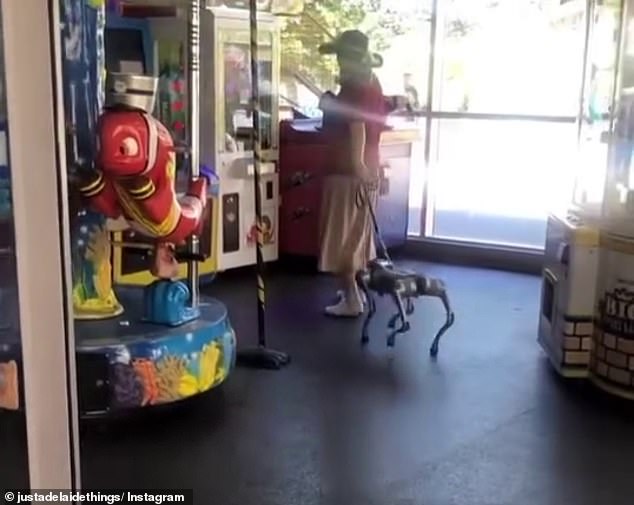 Two people filmed the strange scene as the woman entered The Beachouse water park