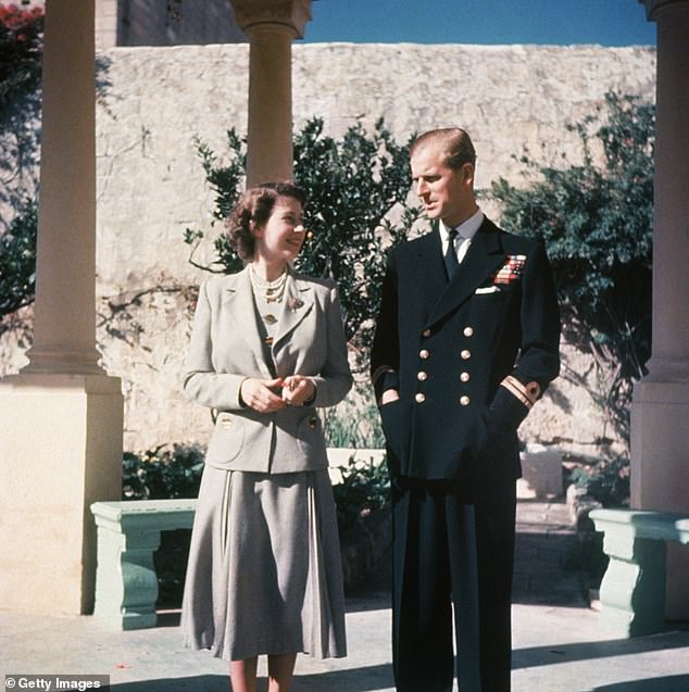 The late Queen (then Princess Elizabeth) and her husband Prince Philip, Duke of Edinburgh, pictured at Villa Guardamangia in Malta in November 1949