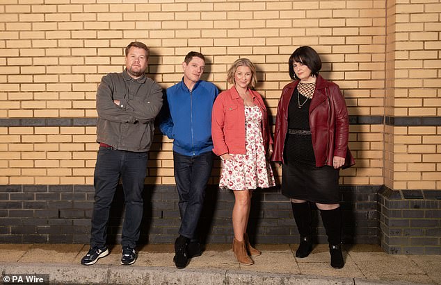 The actress, 41, who is best known for playing the character Sonia Fowler in the BBC soap, admitted she auditioned for a role alongside 46-year-old James Corden more than 17 years ago (pictured LR James Corden, Mathew Horne, Joanna Page, Ruth Jones)