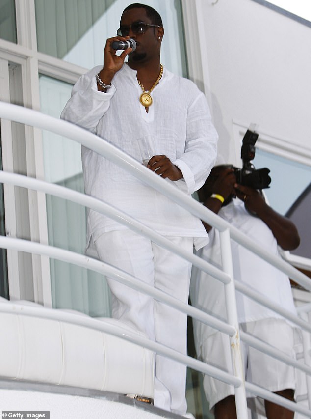 Combs is pictured at a white party he threw in East Hampton in 2007