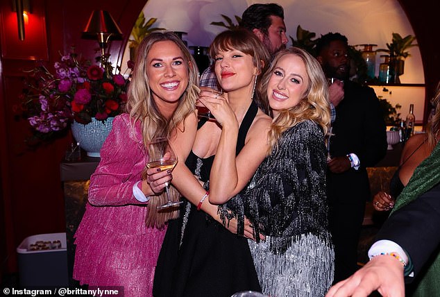 Ashley Avignone's post included images of Taylor posing with friends at the party