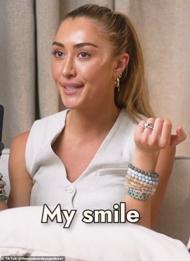 Made in Chelsea star Sophie Habboo has also admitted she had an 'accident' with the injectable after her dentist suggested it could help stop her teeth grinding. It left her unable to smile (pictured talking about the incident in Wednesday's podcast)