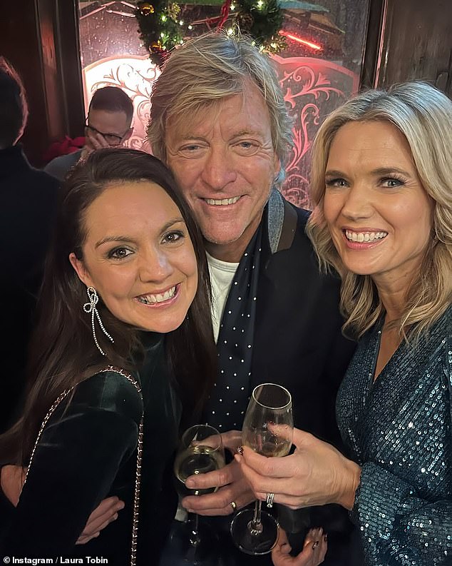 Richard and ITV co-stars Laura Tobin and Charlotte Hawkins stopped for a boozy selfie