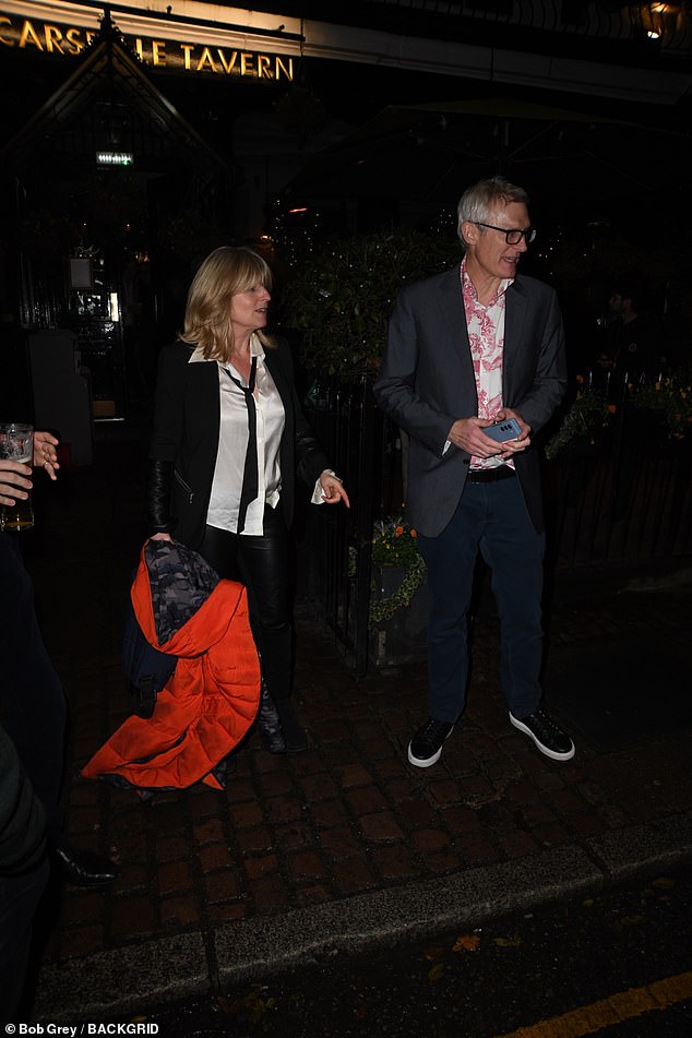 Jeremy Vine and Rachel Johnson left the event at the same time, with Rachel donning a silky white shirt and black blazer