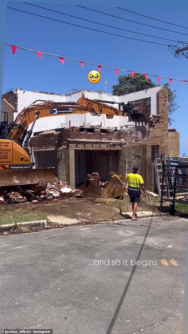 On Saturday, she shared videos on Instagram of heavy construction equipment knocking down parts of the sprawling mansion