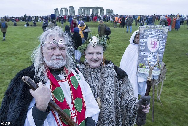 Arthur Pendragon poses for a portrait as he takes part in the winter solstice celebration at Stonehenge