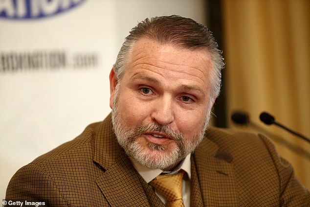 Peter speaks at a press conference in London before Tyson's 2014 fight with Derek Chisora