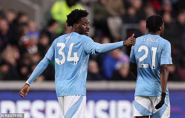 Ola Aina had put Forest ahead against Brentford when he found the net in the 38th minute