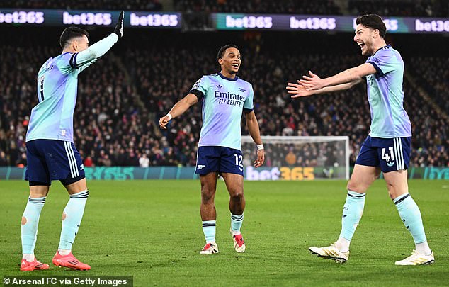 Gabriel Martinelli (left) and Declan Rice (right) were on target for Arsenal in the second half