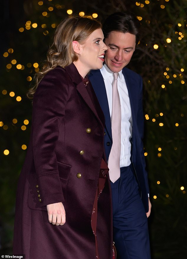 Princess Beatrice of York and Edoardo Mapelli Mozzi attend the 'Together At Christmas' Carol Service at Westminster Abbey on December 6